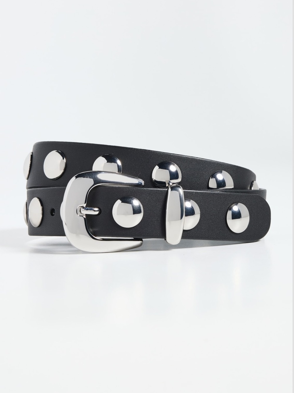 Madewell Studded Western Leather Belt Cowhide Silver tone buckle & stud accents